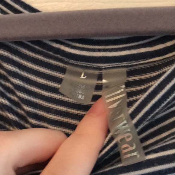 blue and white stripped shirt, sleeve cut outs - Picture 3 of 3